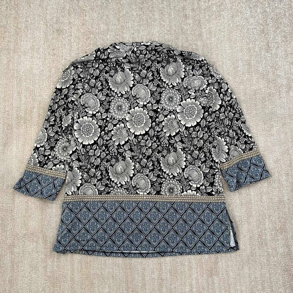 ๐ 4/$20 Rafaella Summer Floral Stretch Tunic Blouse Top L - Picture 4 of 8